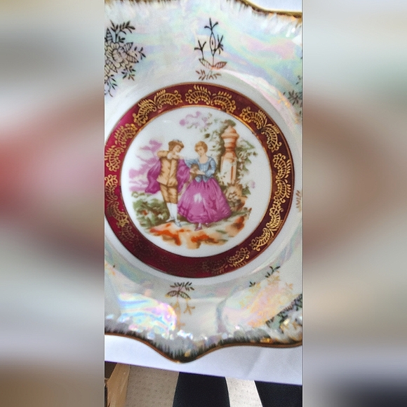 Vintage Lusterware Candy Dish w/ handle Iridescent Porcelain Made in Japan - Picture 7 of 10